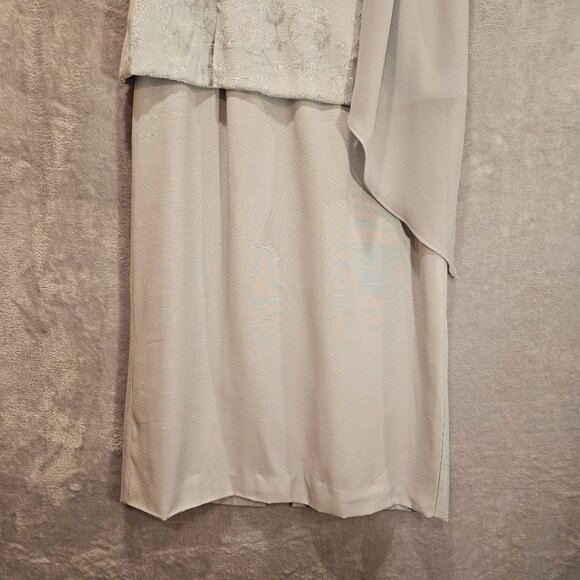 Dressbarn Womens 8 Formal light gray dress elegant brocade chiffon wedding Party - Picture 5 of 15